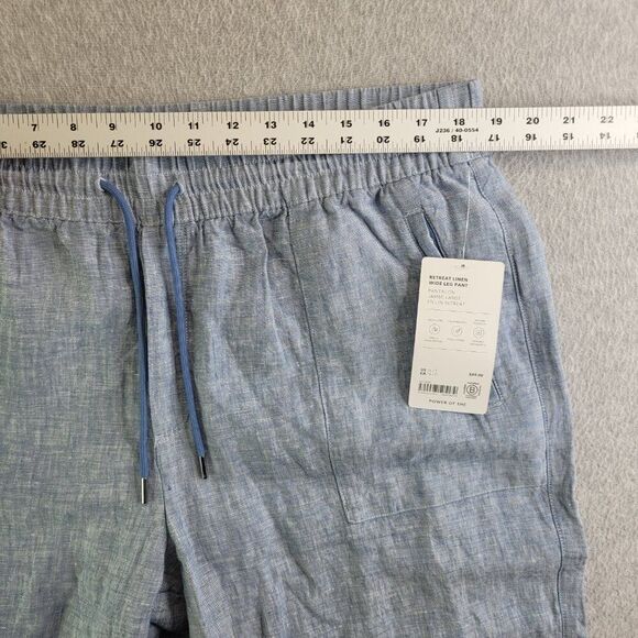 Athleta Pants Womens 16T Blue Retreat Linen Wide Leg Slit High Rise Yoga Studio - Picture 9 of 14